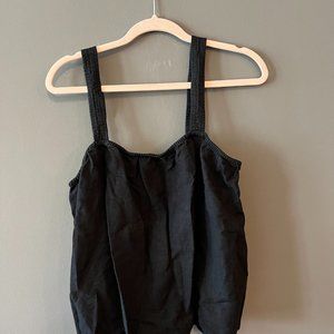 Sleek and Stylish Express Black Linen Square-Neck Tank Top (Size XL)